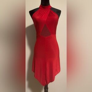 EUC Kitty Y2K Red and Silver Striped Halter Dress size medium